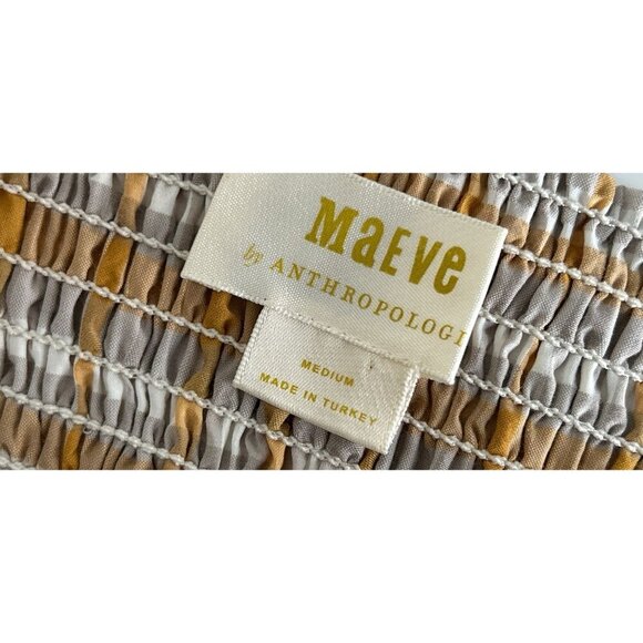 Anthropologie Maeve Plaid Blouses Puff Sleeves Cropped Size Med - Picture 8 of 10